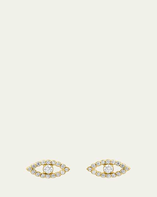 Mini Open Evil Eye Stud Earrings with Diamonds
